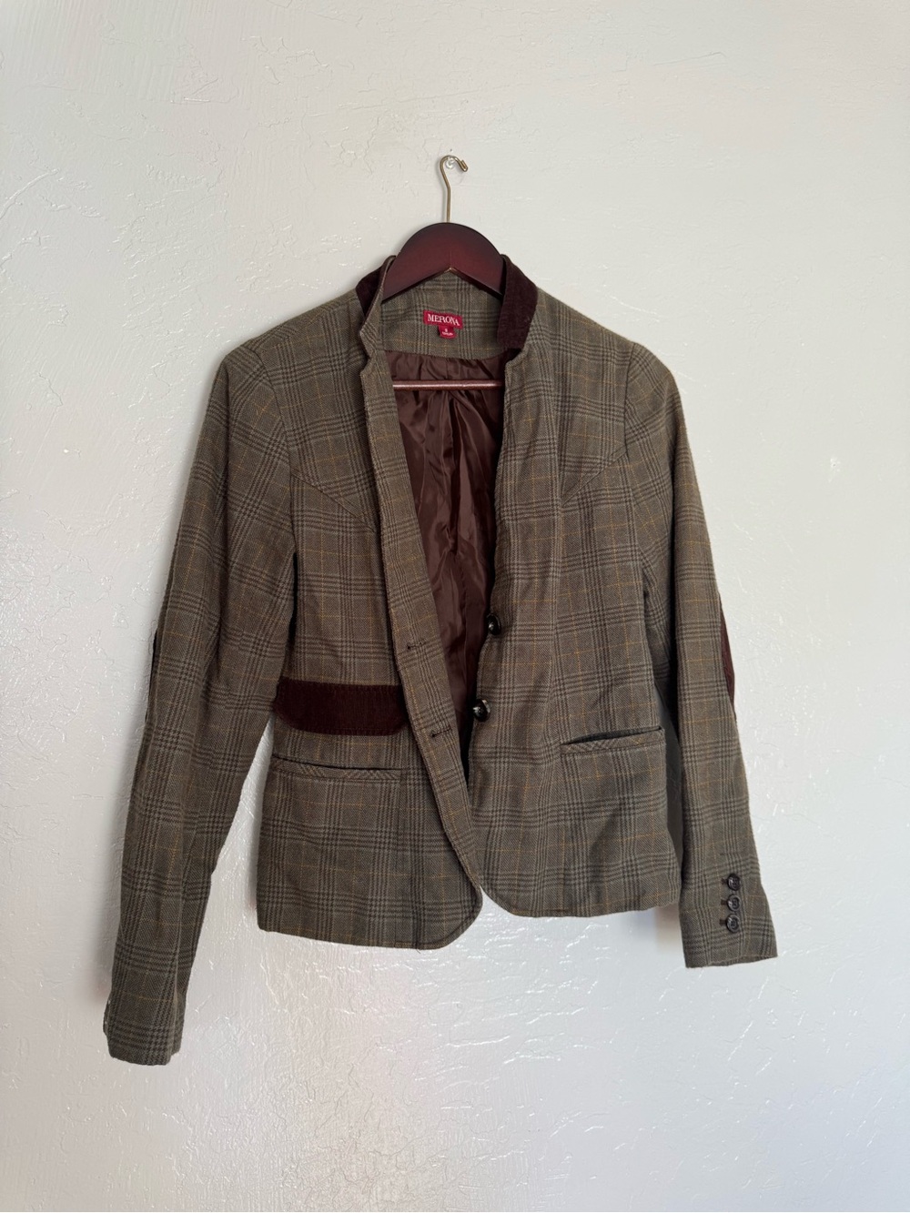 NICOLA Brown Plaid Sport Coat with Dark Trim